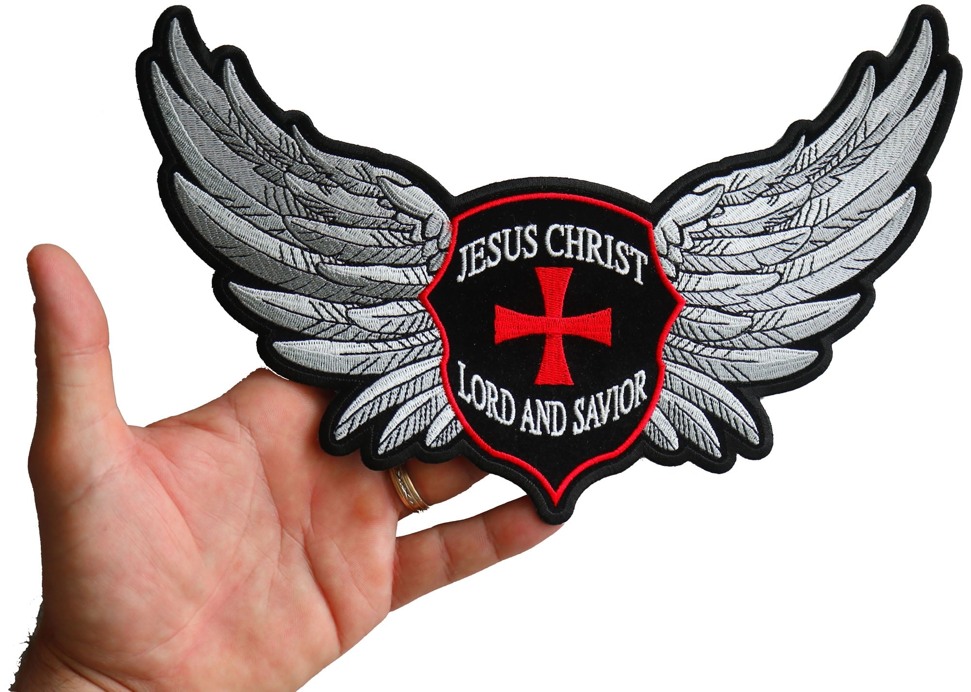 Jesus Christ Lord and Savior Christian Patch - A Bold Declaration of Faith (  4 x 3 inches )